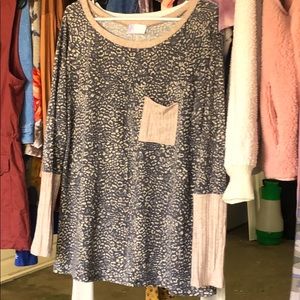 Animal print Brushed knit sweater